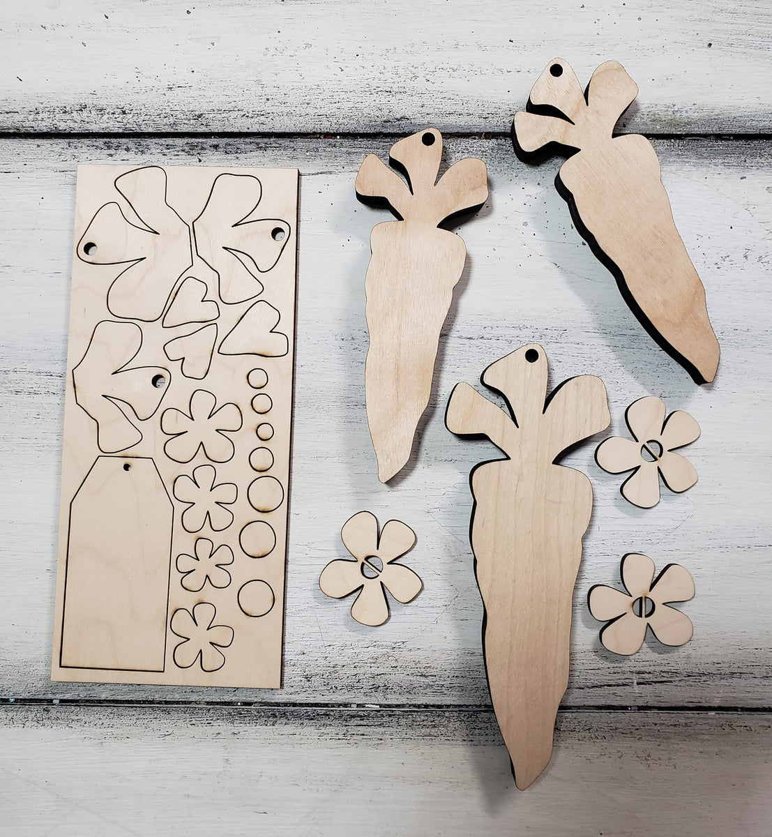 Chunky Wonky Carrot Dangles set/3 with flowers Crafting with Kimber