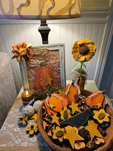 Chunky Wonky Fall Bowl Filler set with Pumpkins, crow, flowers and star