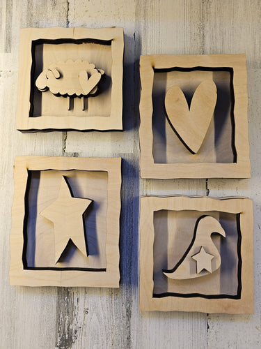 Primitive Signs set/4 in Wonky frames
