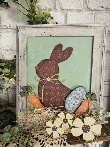 Cardboard wonky Spring/Bunny kit with flowers and carrots  **Free File**