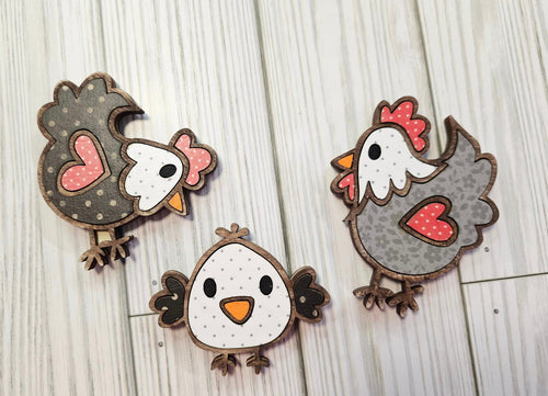Chicken Magnet Set.  Finished/ Ready to ship