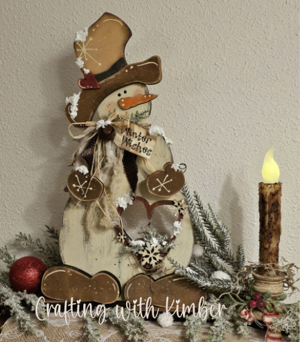 Chunky, Wonky Standing Snowman Winter Wishes/snowflake kisses