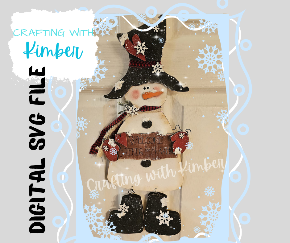 Welcome Friends and Flakes Wonky Snowman with dangly legs **Digital SVG file**