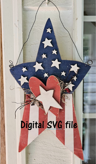 Patriotic Star with Heart *Digital SVG file*