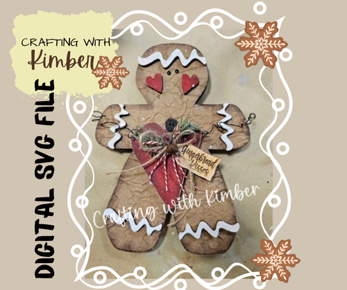Chunky Wonky Gingerbread man with heart *Digital SVG file*