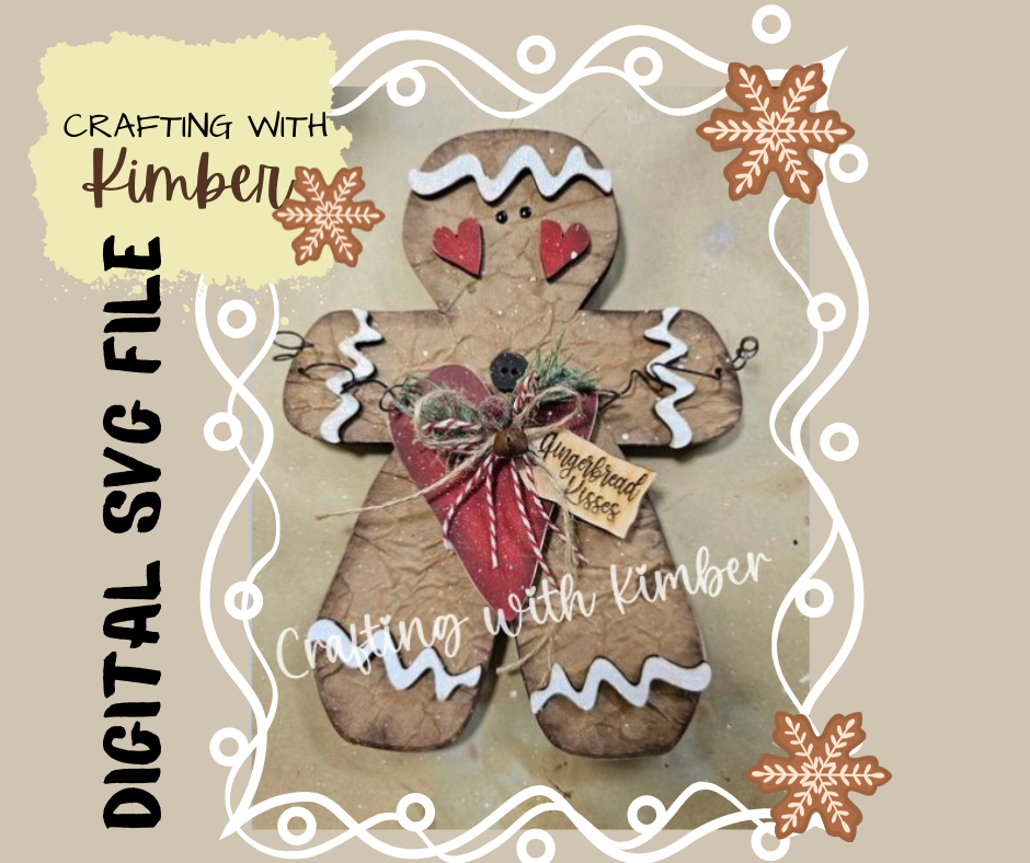 Chunky Wonky Gingerbread man with heart *Digital SVG file*