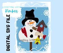 Load image into Gallery viewer, Wonky Snowman with birdhouse doorhanger/ yardstake **Digital SVG and PDF File&quot;&quot;