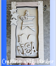 Load image into Gallery viewer, Patriotic &quot;I Love USA&quot;  Porch Hanger- Wonky Style