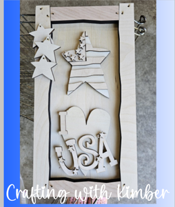 Patriotic "I Love USA"  Porch Hanger- Wonky Style