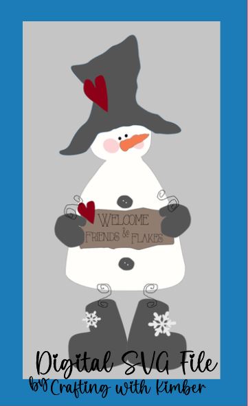 Welcome Friends and Flakes Wonky Snowman with dangly legs **Digital SVG file**