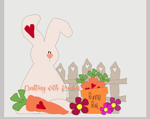 Wonky Bunny with fence and flower pot *Digital SVG file*