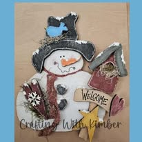 Load image into Gallery viewer, Wonky Snowman with Birdhouse Porch Hanger/Yardstake