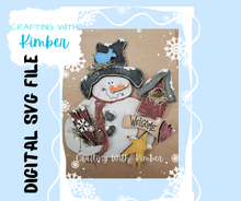 Load image into Gallery viewer, Wonky Snowman with birdhouse doorhanger/ yardstake **Digital SVG and PDF File&quot;&quot;