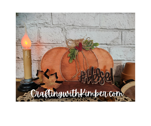 Fall Chunky Pumpkin #blessed/Thankful  Shelf Sitter set