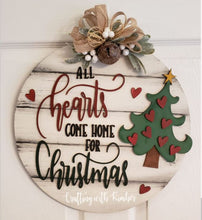 Load image into Gallery viewer, All Hearts Come Home For Christmas 15&quot; Shiplap Circle Door Hanger Kit