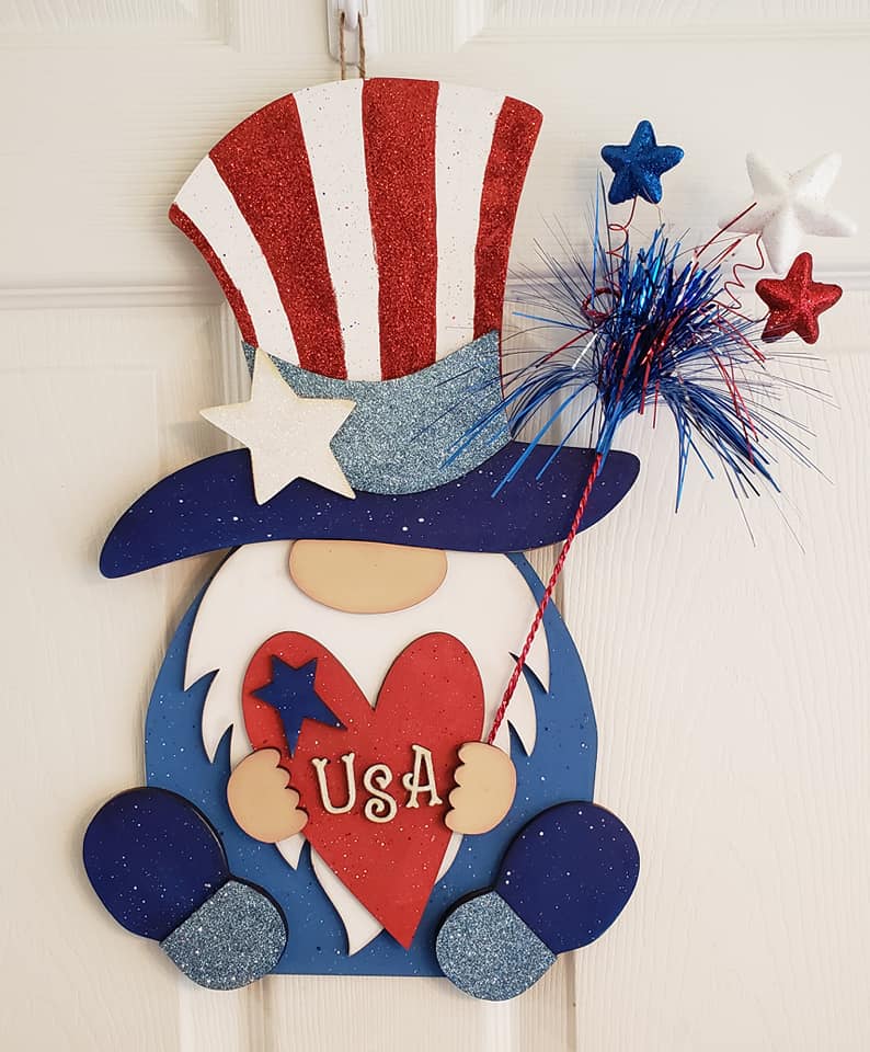 Patriotic Gnome fashion Door Hanger