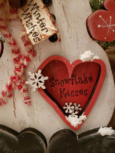 Chunky, Wonky Standing Snowman Winter Wishes/snowflake kisses