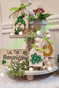 St Patricks Day Tiered Tray Kit with Gnome