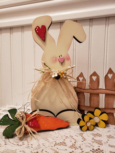 Chunky, Wonky Standing Bunny with heart picket fence kit