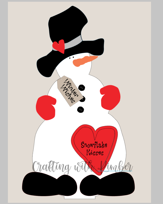 Digital SVG file Standing Snowman Winter Wishes/Snowflake Kisses